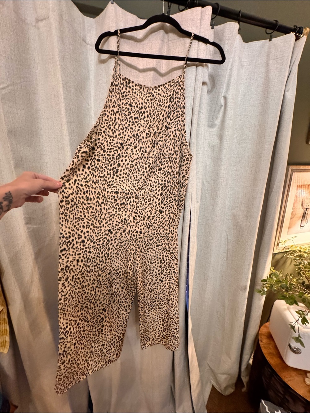 Lumiere Leopard-Print Wide-Leg Jumpsuit in Tan and Black
